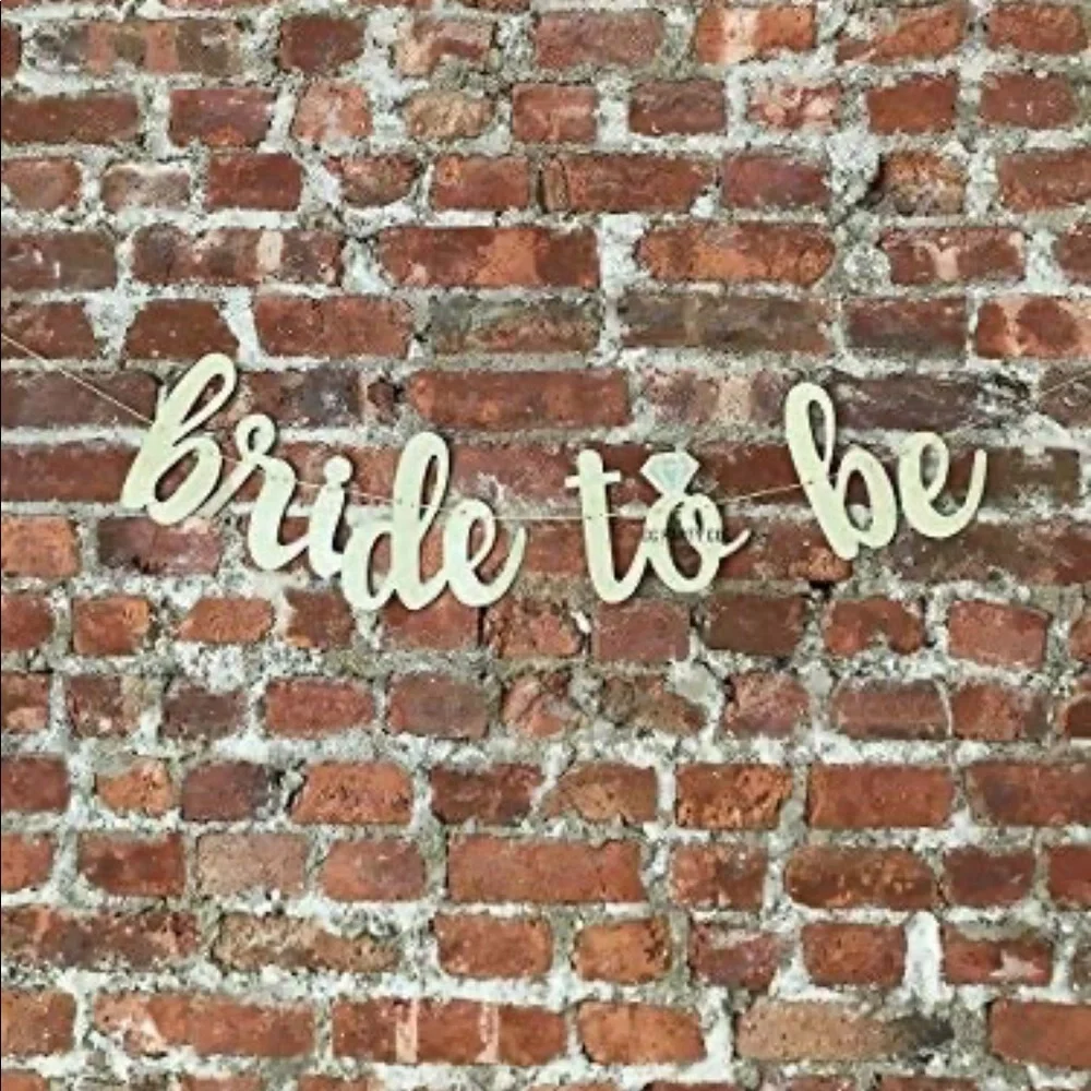 Bride to Be Gold Glitter Banner Diamond Ring Bachelorette Bridal Shower